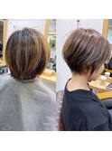 30代40代50代・大人ショートボブ・白髪ぼかし・小顔カットBISA