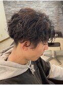 栃木メンズゆるめ波巻きパーマシャドウパーマセンターパートヘア