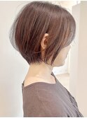 say.ショートボブひし形ショートハイライトヘーゼルグレージュ