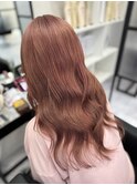 ピンクベージュ×リタッチブリーチカラー