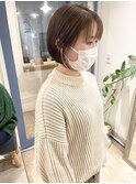 前下がりコンパクトミニボブ春カラーシアーグレージュ 20代30代