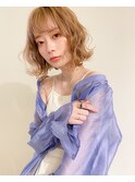 外国人風カラー/ネオベージュ/ミディアムボブ