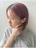 暖色カラー/ボルドーカラー/切りっぱなしボブ