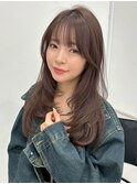 ブラウンベージュ レイヤーカット ブリーチなしダブルカラー