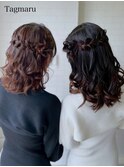お揃いヘアメ☆編み込みサイドハーフ