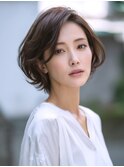 ☆ホワイトグレージュミニウルフデジタルパーマチェリーブラウン