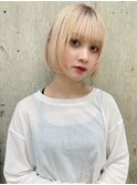 ダブルカラーショートウルフカットショートボブレイヤー前髪あり