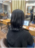 ブリーチなしカラー ブルーブラック 韓国風
