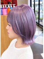 アース 会津若松店(HAIR&MAKE EARTH)&nbsp;ライトパープル×くびれボブ