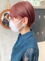 テトヘアー(teto hair)&nbsp;ピンクベージュ、透け感ピンク、耳掛けショート、マッシュ