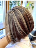 白髪ぼかしハイライトデザインカラー
