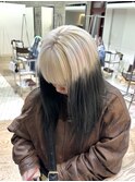 ルーツカラーホワイトベージュグラデーションカラー裾カラー前髪