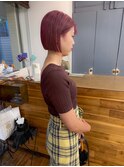 暖色切りっぱなしボブ