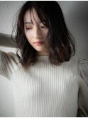 黒髪アッシュゆるふわミディアム小顔ボブパーマｔ大宮30代40代!