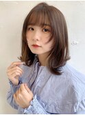 〈藤間〉顔まわりレイヤー/韓国くびれヘア/ヘーゼルベージュ