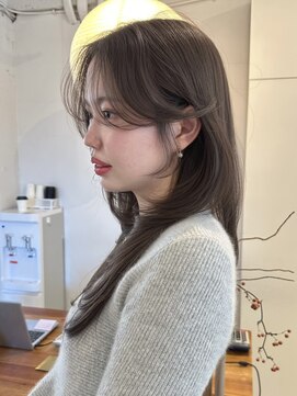 ライン(LINE) 韓国風/レイヤー/前髪カット/オリーブ/透明感/ハッシュカット