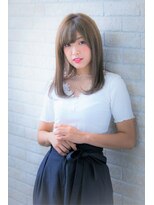 ヘアーアートシフォン 池袋西口店(Hair art chiffon)&nbsp;厚めバングクラシカルワンレンフェザーロングセンターパート