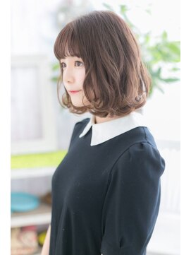 ミック ヘアアンドビューティー 大山店(miq  Hair&Beauty) シースルーバングがcute！ココアブラウンAライン小顔ミディ