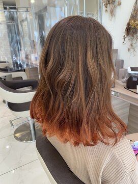 アッシュ 戸田公園店(Ash) 裾カラーオレンジ×ベージュグラデーション