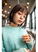 大人かわいい前髪セシルカットココアブラウンフリンジウェーブ