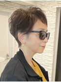 白髪ぼかし/ひし形/癖毛/大人ショートボブ/60代50代40代