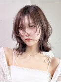 ミディアム韓国ヘアおくれ毛美髪顔周りレイヤー_ba544132