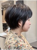30代/小顔カット/コンパクトショート/オリーブグレージュ/豊中
