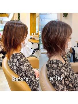 ジュエヘアー(jouet hair) くびれ外ハネボブ×ピンクグラデーション