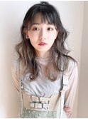 インナーカラー_カーキグレージュフェザーバング_8791