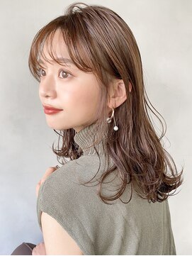 レア 表参道(L'ea) ☆くびれヘアアプリコットオレンジ夏ヘアハイライトカラー