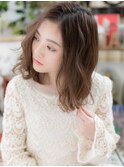 ★ミディアムベージュアシンメトリーくびれヘア20代30代40代★9