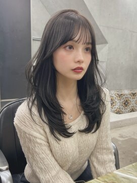 ブリンク(blink) ブリーチなしオリーブグレージュラフレイヤーカットケアカラー