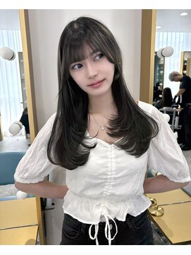 ボタン 熊本(VOTAN) レイヤーカット/韓国ヘア/顔まわりカット/透明感カラー/暗髪