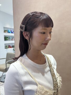 【中里恵梨】ヘアセット/顔まわり/レッドブラウン/編み込みヘア