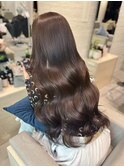 韓国ロングレイヤーカットブラウンベージュカラー髪質改善