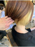 ボブ×インナーカラーゴールド＊誰でも似合う！