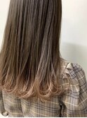 マロンベージュグラデーション×かきあげロング