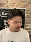 ツーブロック×七三スタイル×アップバンク