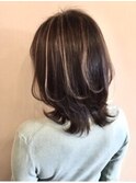 【ブラウンベージュ/セミロング/レイヤー】#Ameri  #八尾
