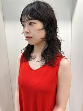 フィルムス 渋谷(FILMS) デジタルパーマレイヤーカット顔周り前髪ミディアムロング/渋谷