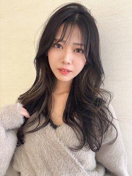 ルイマダーナ 栄店(LOUIMADNA) オリーブブラウン 韓国風ロング 巻き髪 小顔 顔周りカット 20代