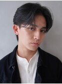 メンズセンターパートウルフセンターパートニュアンスパーマ襟足