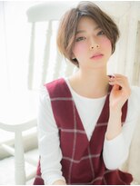 大波純一美容室パーティハン&nbsp;大人可愛いオリーブブラウン抜け感ミニボブb小山20代30代