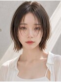 くびれボブ センターパート 外ハネレイヤー ショコラブラウン