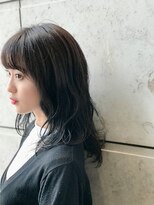 エール(Aile)&nbsp;エアリーミディ、ショートパーマ、黒髪カタログ