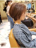 アッシュブラウンオフィスヘアネオウルフ外ハネボブ