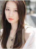 【ROMA】大人かわいい美肌ブラウン/かきあげバング/抜け感ロング