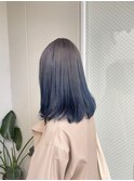 【川辺晴加】暗髪グラデーション/ブルーアッシュ/ブルーブラック