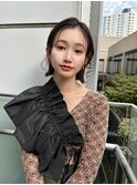 ベージュインナーカラーショートボブレイヤーミディアム前髪