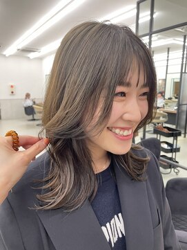 サンド 大阪梅田(sand) @eri_bob_ 黒髪/グレーベージュ/前髪パーマ[大阪梅田駅]